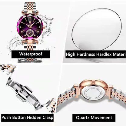 Womens Elegant Waterproof Stainless Steel Quartz Watch