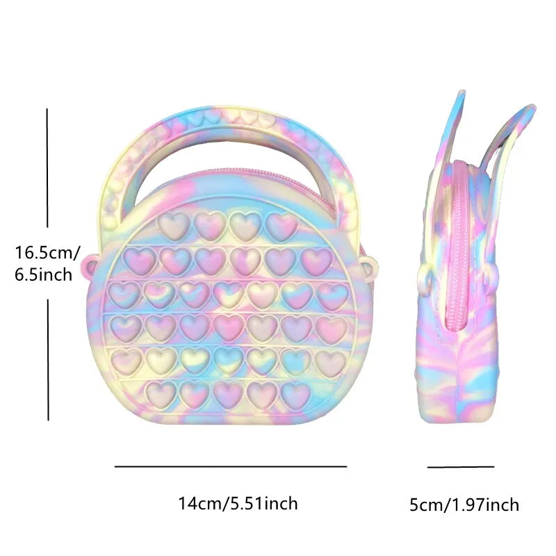 Kids Purse Silicone Sensory Push Pop Bubble Bag