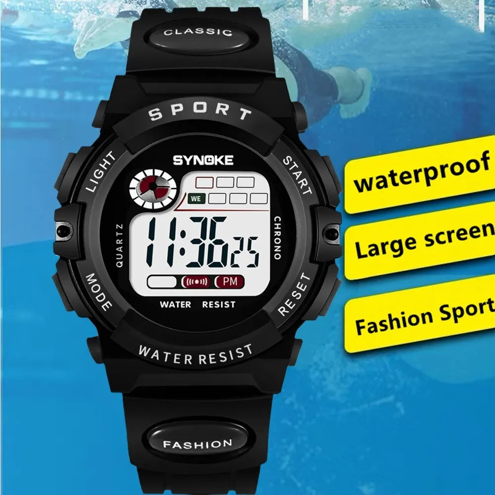 Kids Digital Watch Waterproof Shock Resist Multifunctional Luminous