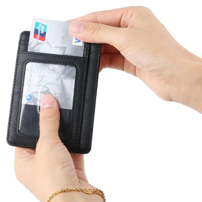 RFID Blocking Wallet Super Thin Mens Leather Card Holder