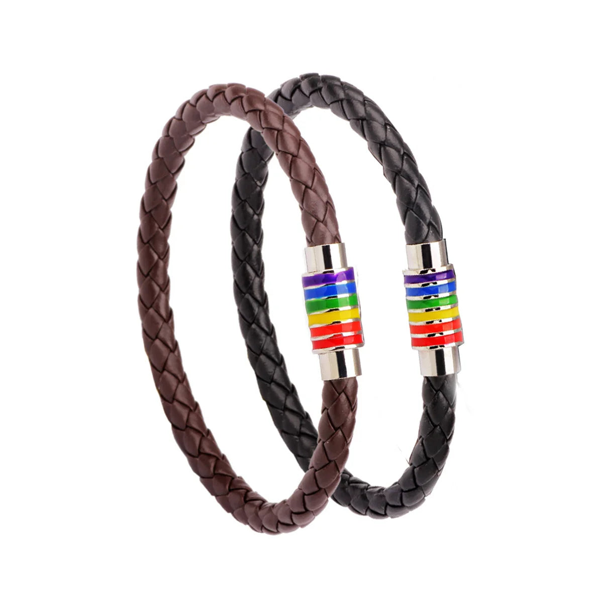 Handmade Leather Rainbow Bracelets For Women Men Fashion Love Pride