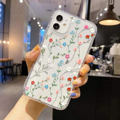 Flower Shockproof Clear Phone Case For iPhone 16 15 14 Pro Max