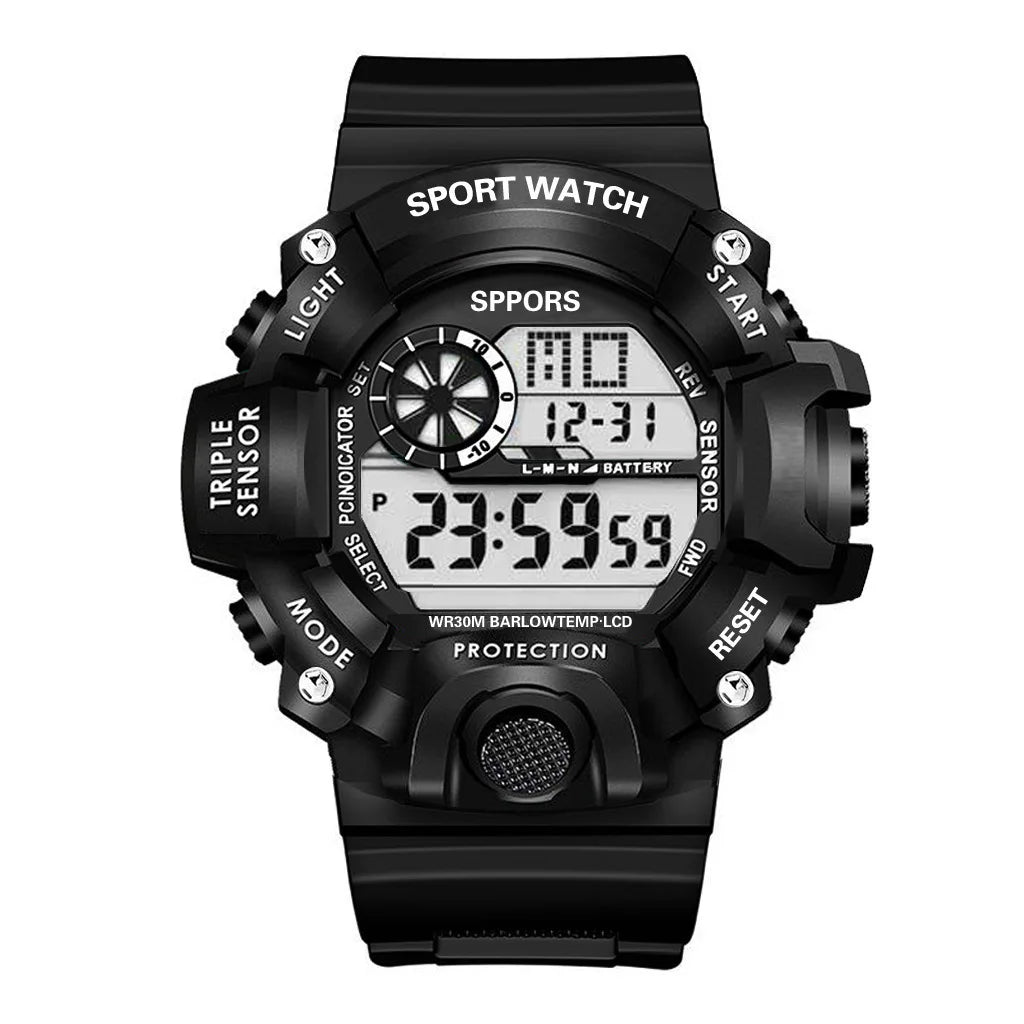 Mens LED Digital Watch Fitness Multifunction Military Sports