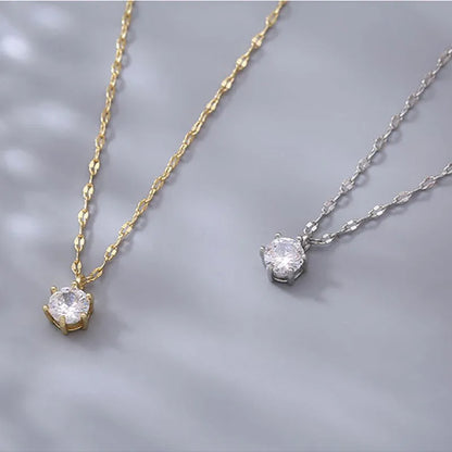 925 Sterling Silver Plated Necklace Sparkling AAA Zircon Clavicle