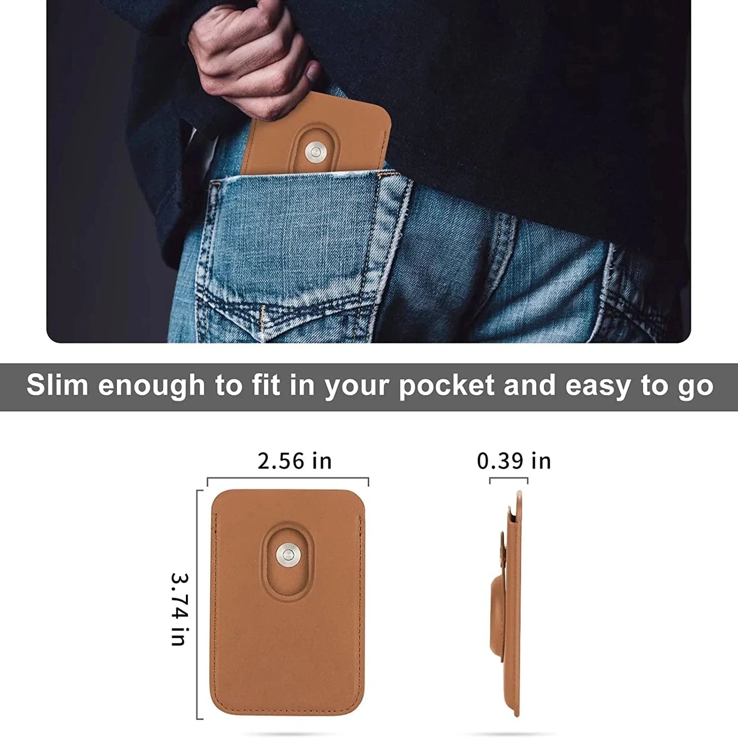 Magnetic Card Holder Wallet Built in AirTag Pocket for MagSafe for iPhone