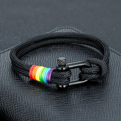 Unisex Stainless Steel U shape Trendy Rainbow Couple Bracelet