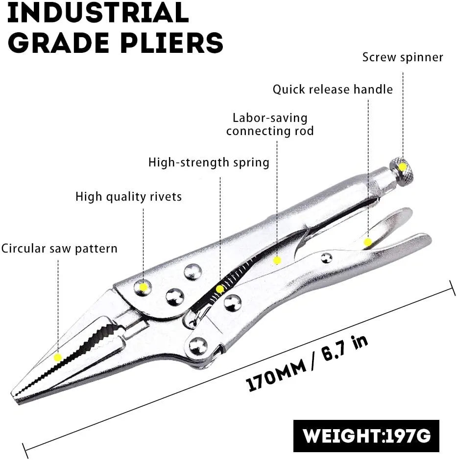 AIRAJ 3 Pcs Locking Pliers Welding Tools 7'' Carbon Steel