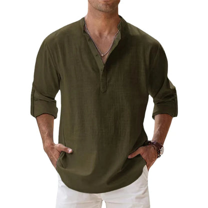 Cotton Linen Shirts for Men Casual Shirts Lightweight Long Sleeve