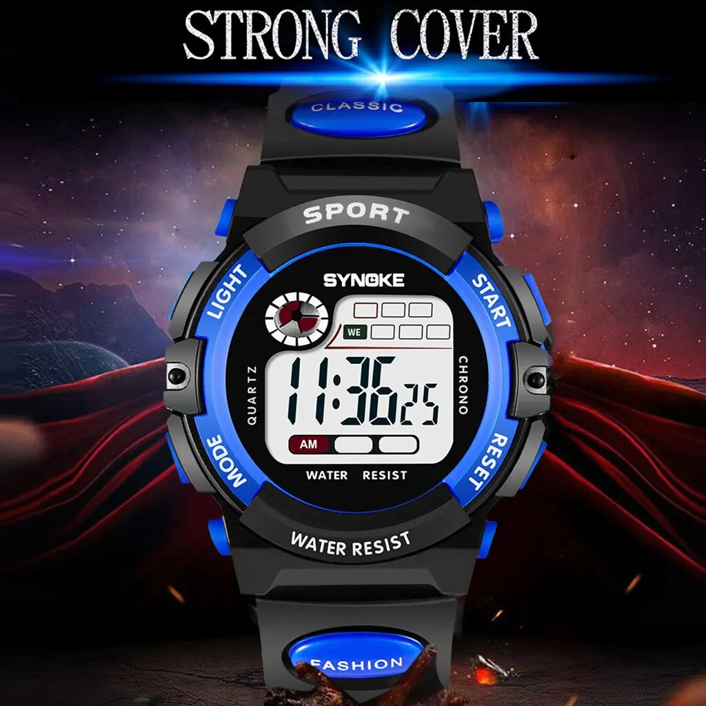 Kids Digital Watch Waterproof Shock Resist Multifunctional Luminous