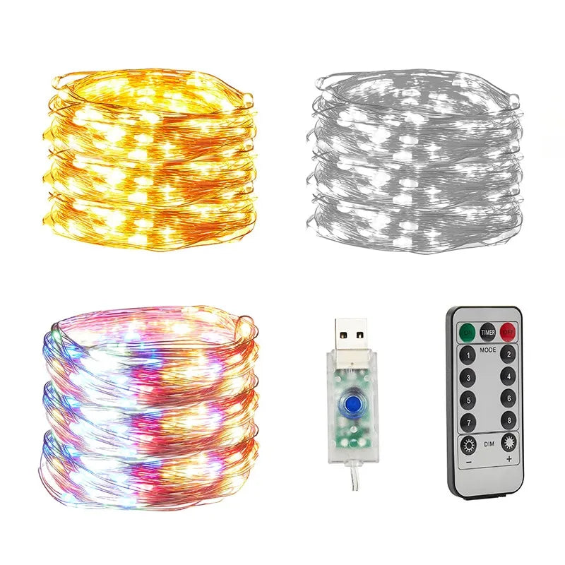 Copper Wire USB Led RGB String Lights With Remote Control