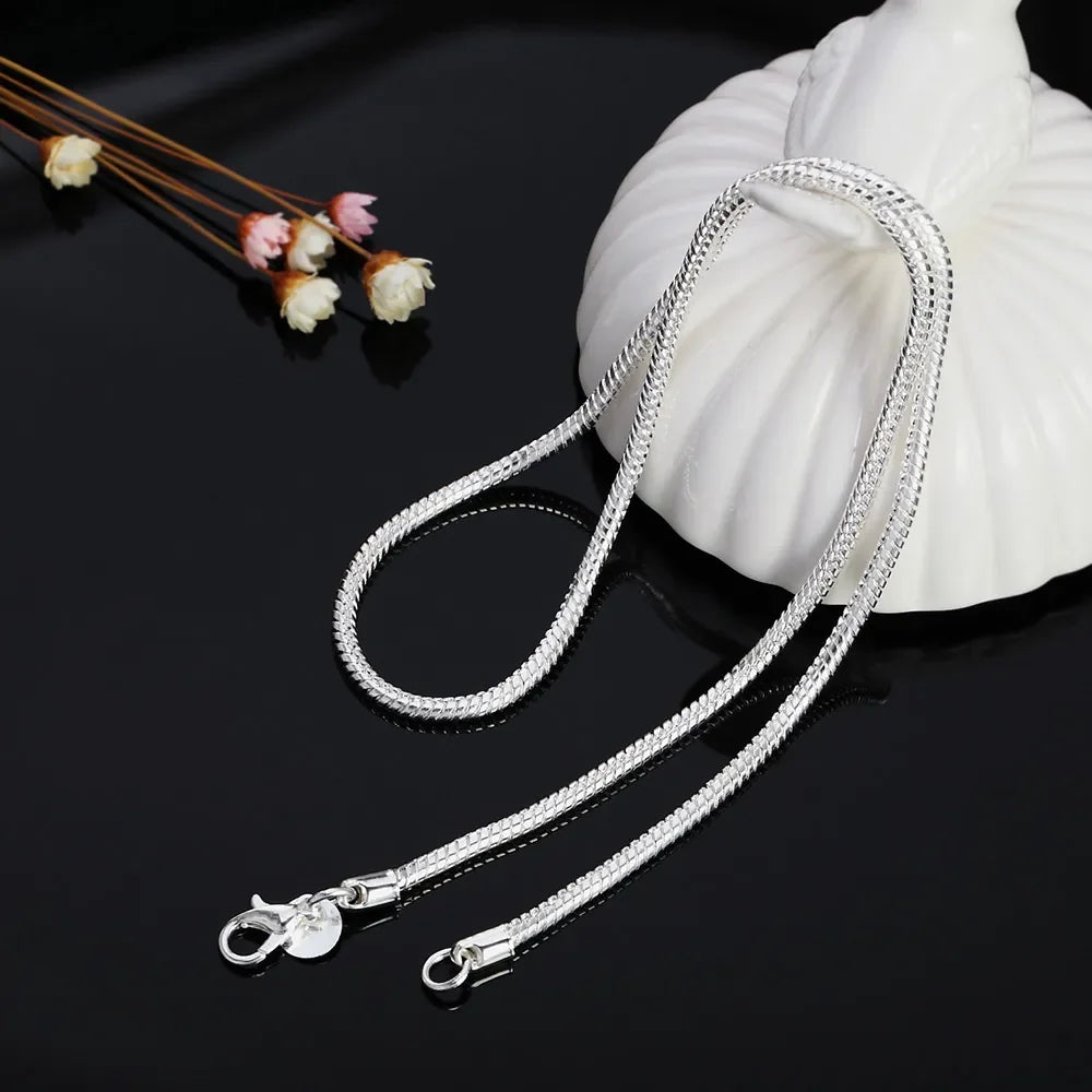 925 Sterling Silver Solid Snake Chain Womens Mens Necklace