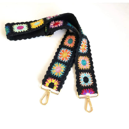 Fashion Crochet Flower Bag Strap Adjustable Ethnic Embroidery