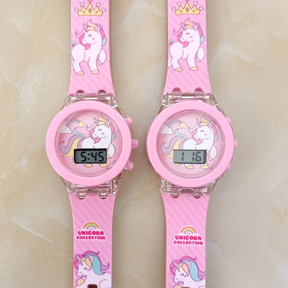 Girls Kids Unicorn Digital Flash Glow Up Light Colourful Watch