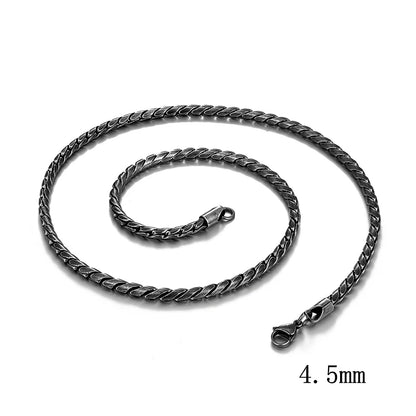 Punk Men Snake Link Chain Necklace Stainless Steel Vintage Oxidized Choker