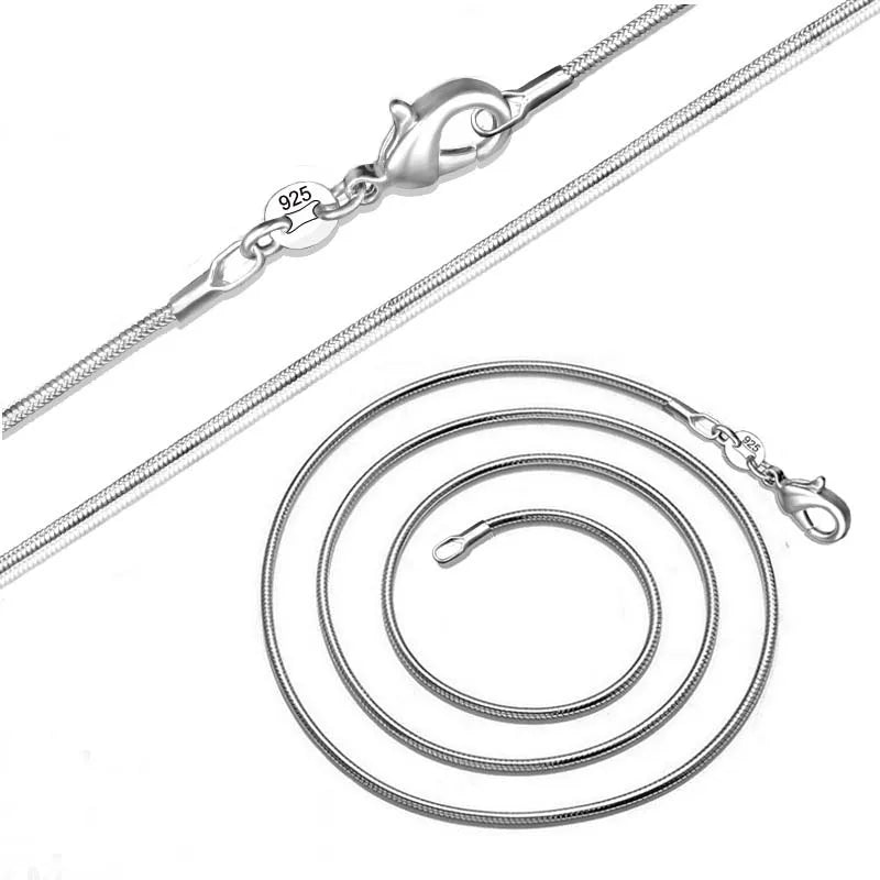 925 Sterling Silver Womens Snake Chain 1mm Necklace