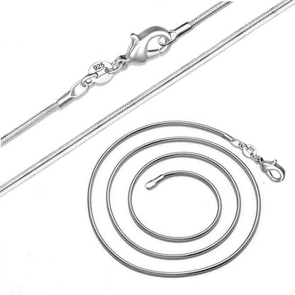 925 Sterling Silver Womens Snake Chain 1mm Necklace