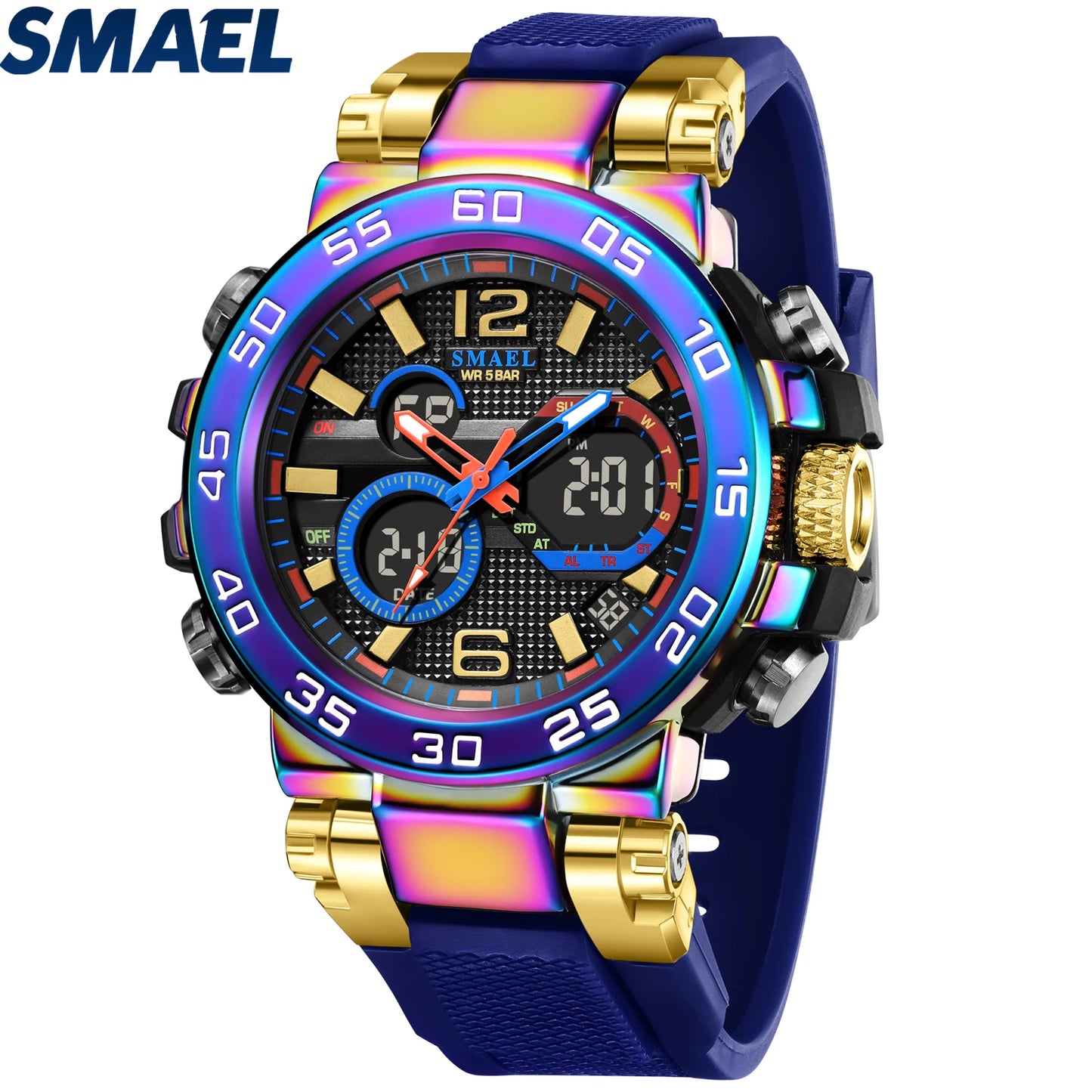 Mens Sports Wristwatch 50M Waterproof Dual Time Alarm Watch