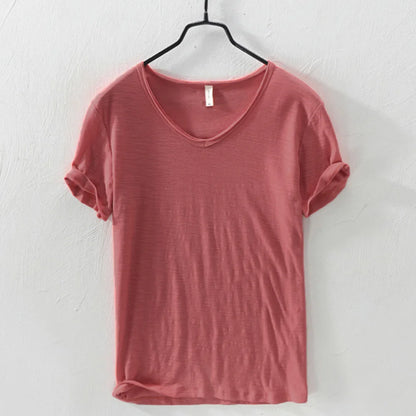 Womens T Shirt Solid V Neck Short Sleeved Tops Tees