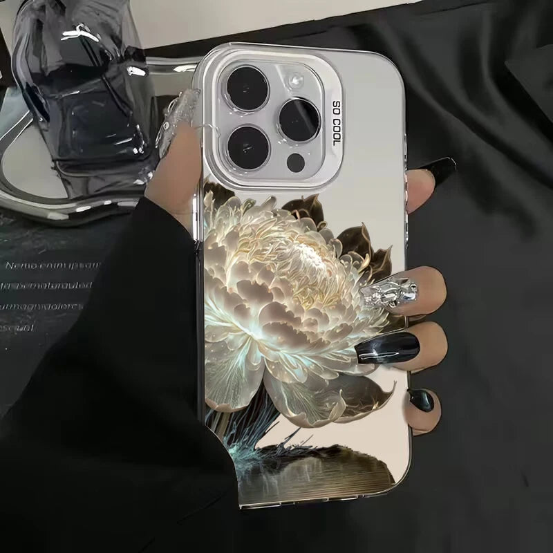 Luxury Lotus Flower Anti Drop Armour Case For iPhone 16 15 14 13