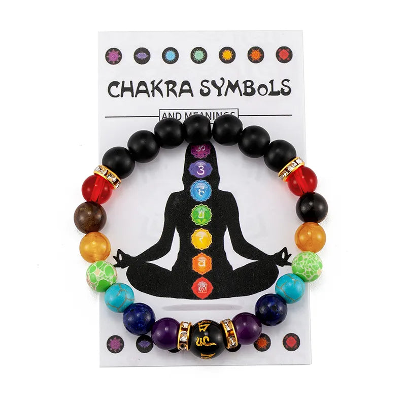 7 Chakra Bracelet with Meaning Cardfor Natural Crystal Healing Anxiety