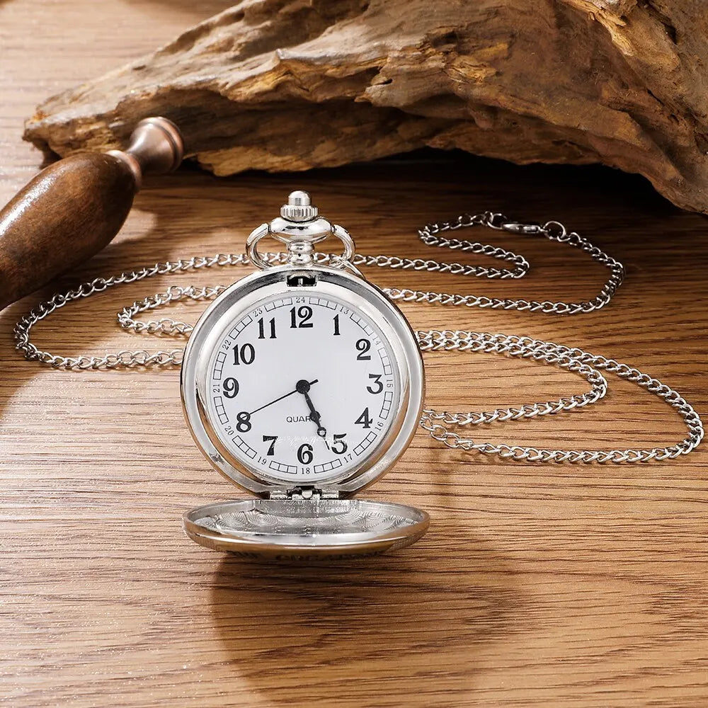 THE GREATEST DAD Mens Quartz Pocket Watch Fob Chain Necklace