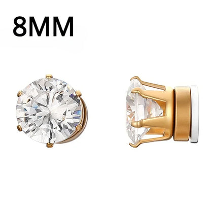 1Pairs Crystal Strong Magnetic Ear Stud Clip Earrings for Men and Women
