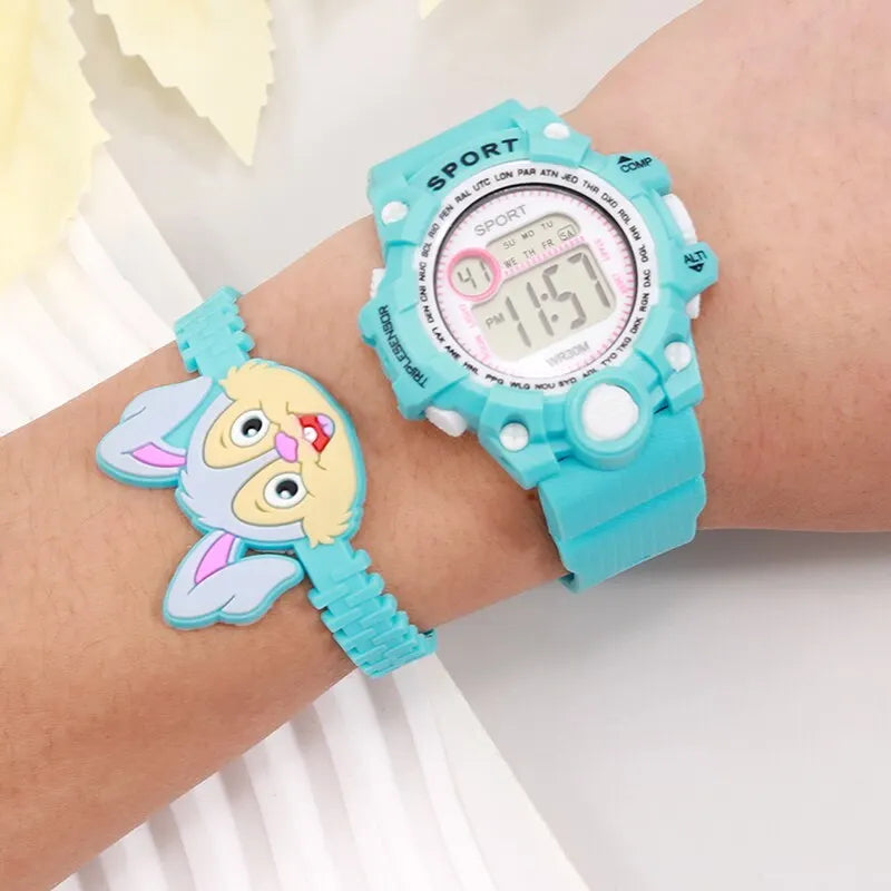 Girls Children Student Watch Cute Rabbit Bracelet Quartz Watch