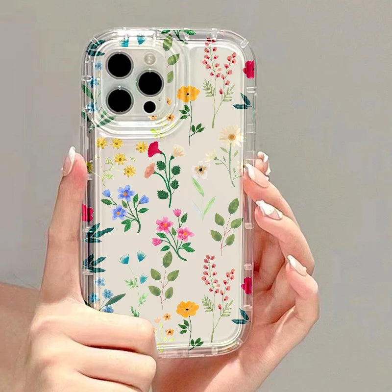 Flower Phone Case For iPhone 16 15 Aesthetic Floral Cute Cover