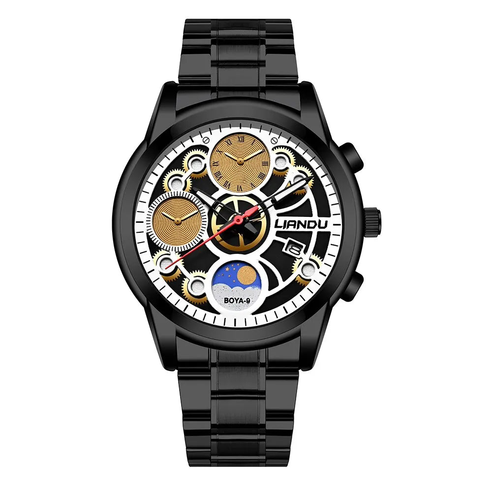 Fashion Mens Quartz Watch Mechanical Dial Sport Wristwatch