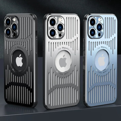 Fashion Metal Heat Dissipation Magnetic Magsafe Case for iPhone 15 14 13 12