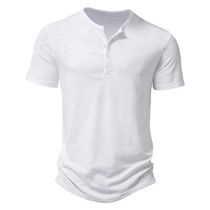 Henley Collar Summer Mens Casual Short Sleeve T Shirt