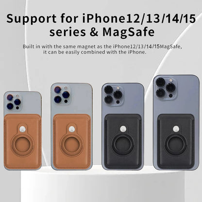 Magnetic Card Holder Wallet Built in AirTag Pocket for MagSafe for iPhone
