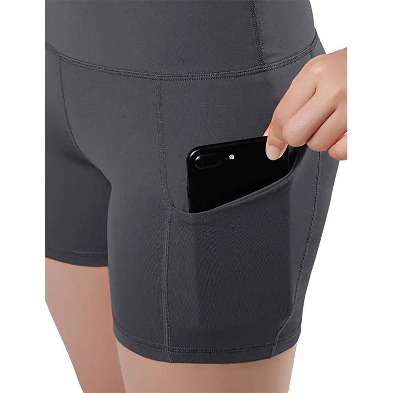 Womens High Waist Hip Lifting Shorts Pocket Yoga Short Pant Workout