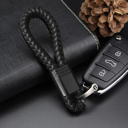 2Pcs Leather Rope Key Chain Hand Woven