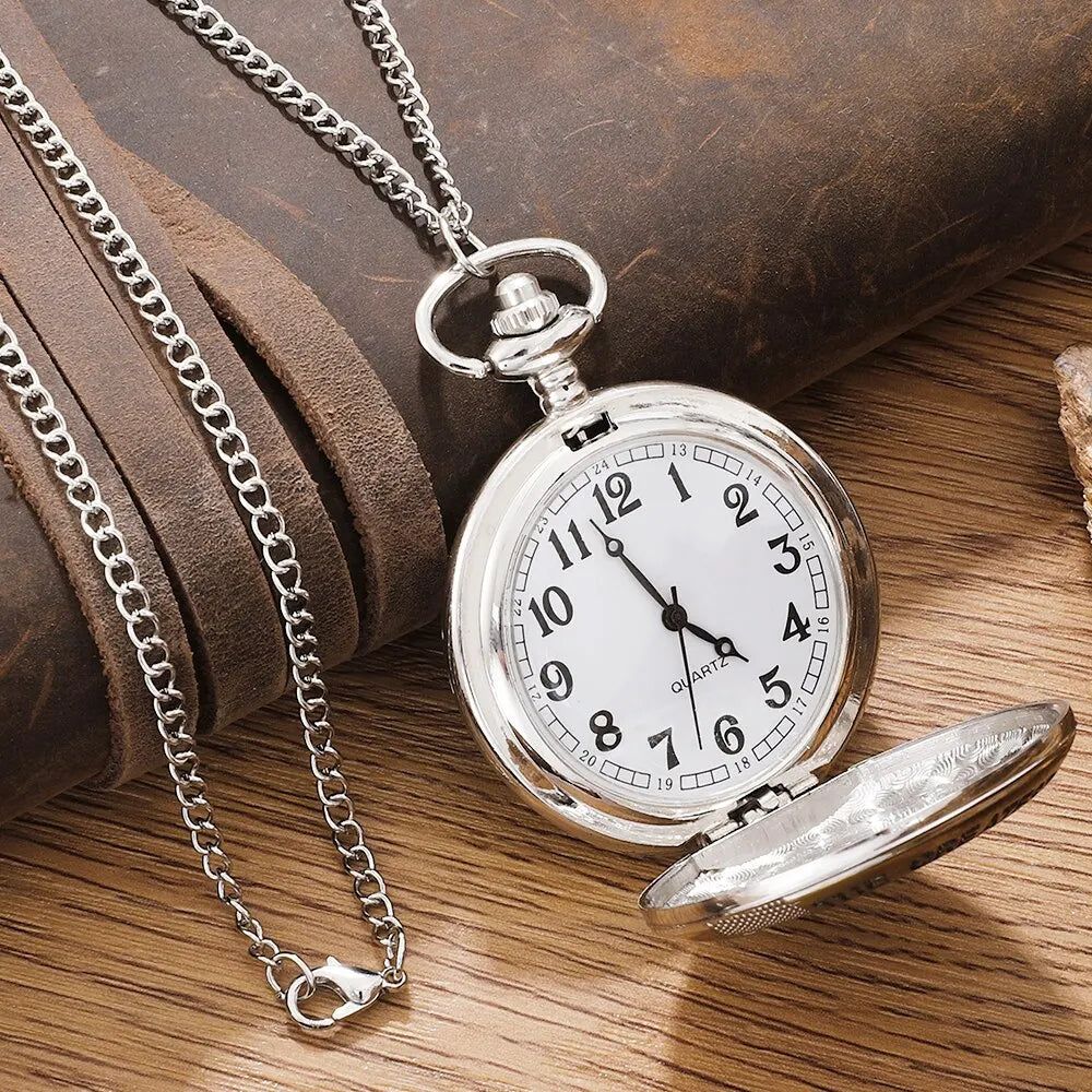 THE GREATEST DAD Mens Quartz Pocket Watch Fob Chain Necklace