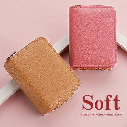 Womens Double Zipper Wallet Short Credit Card Holder Coin Purse