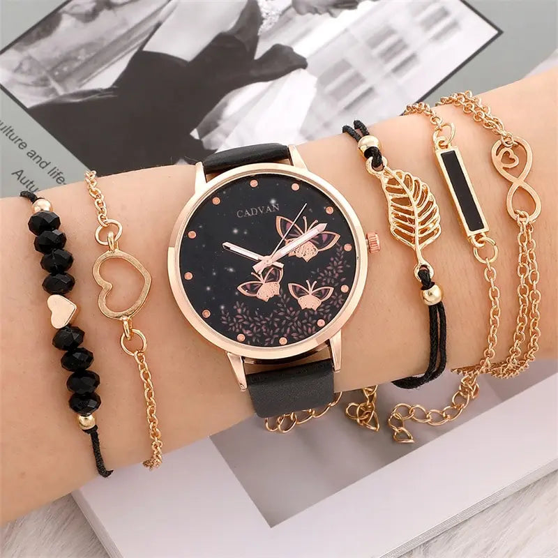 6pcs Set Womens Watches Butterfly Bracelet