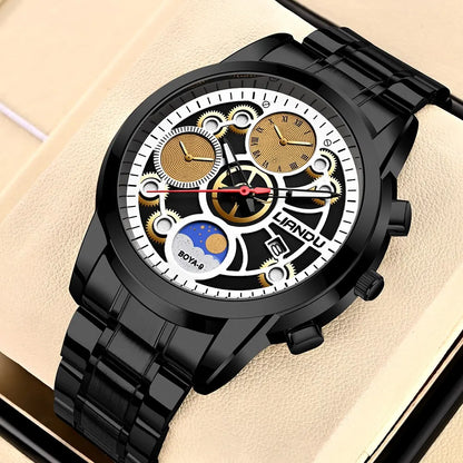 Fashion Mens Quartz Watch Mechanical Dial Sport Wristwatch