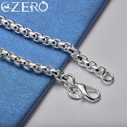 18K Gold Bracelets 925 Sterling Silver 4mm Chain Bracelet For Woman Man