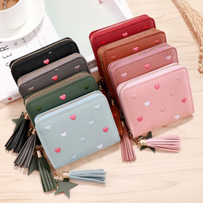 Ladies Mini Tassel Wallets Zipper Lovely Pu Leather Purse