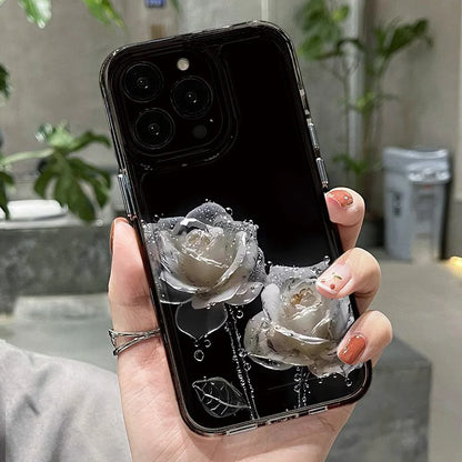 Rose Flower Clear Phone Case For iPhone 16 15 14 Pro Max Shockproof