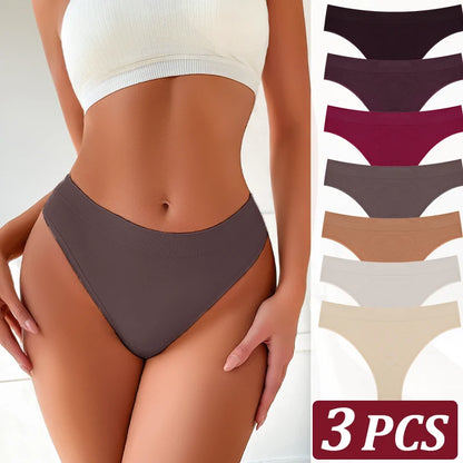 3pcs Seamless Womens Lingerie Thongs Sexy Low Rise Underwear