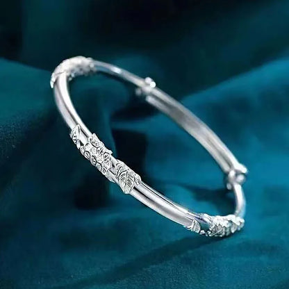 925 Sterling Silver Blooming Flowers Bracelets Bangles for Women