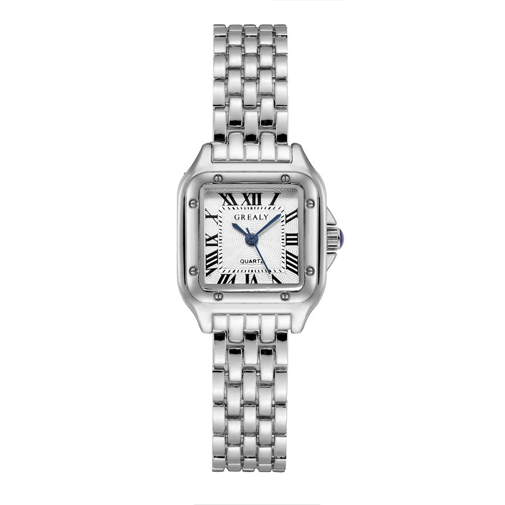 Womens Fashion Square Watch Alloy Strap Luxury Ladies Quartz Wristwatches