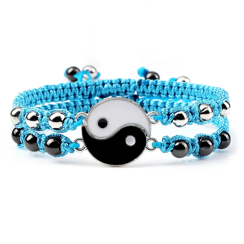 Dragon Tai Chi Gossip Braided Bracelet for Womens Mens