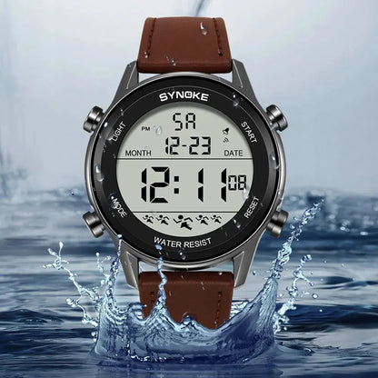 Mens Outdoor Sports Multifunctional Waterproof Luminous LED Digital Watch