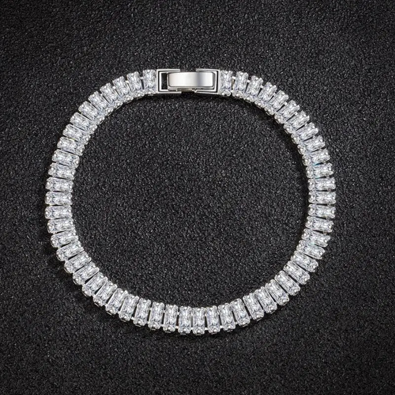 925 Sterling Silver Bracelet Elegant Zircon Crystal Fine Jewelry For Women