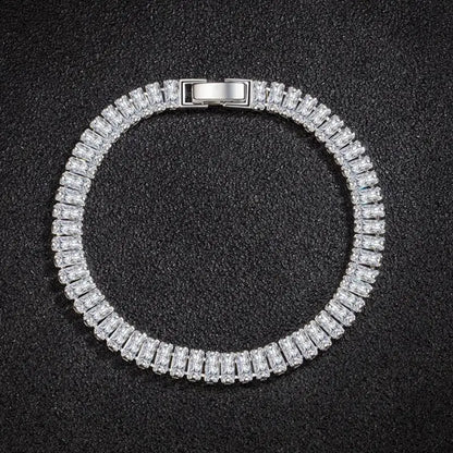 925 Sterling Silver Bracelet Elegant Zircon Crystal Fine Jewelry For Women