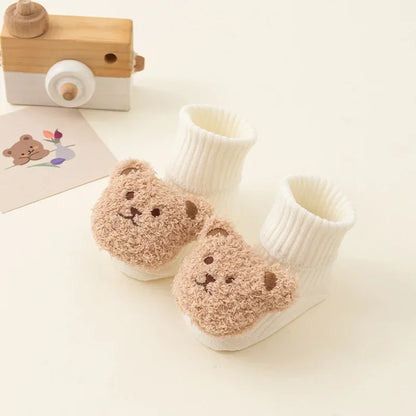 Cute Cartoon Bear Baby Socks for Boy Girl Winter Soft Cotton Anti Slip