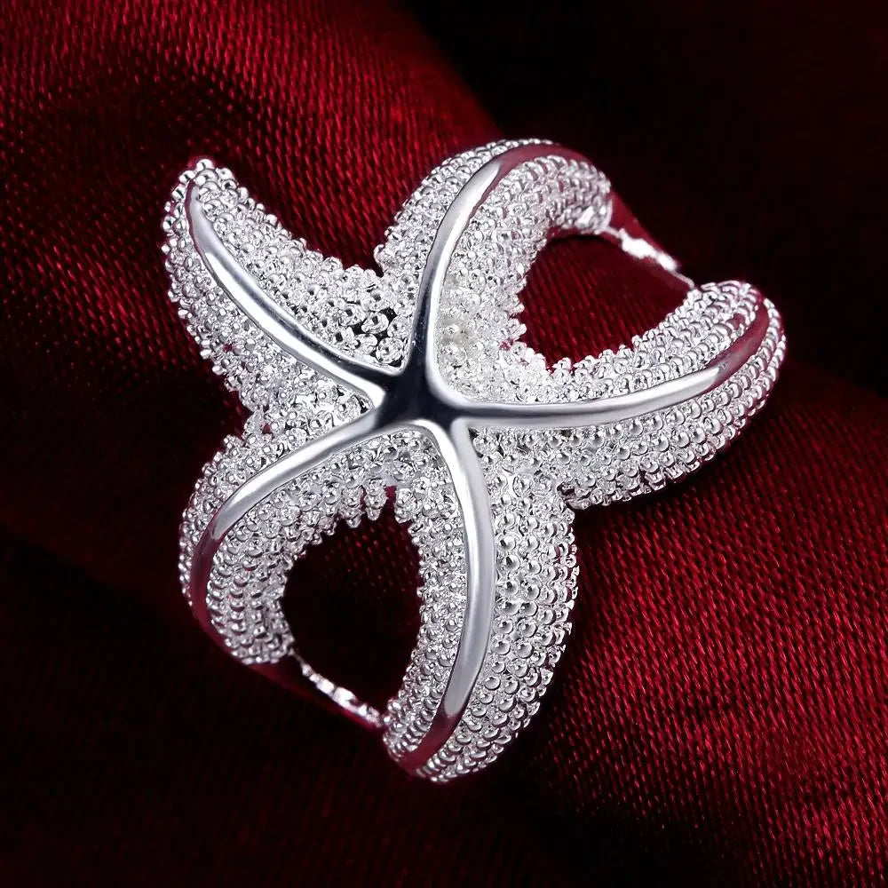 925 Sterling Silver Big Starfish Rings For Women